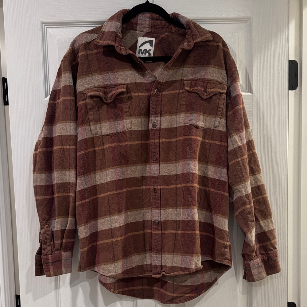Mountain Khakis Brown and Tan Plaid Shirt L